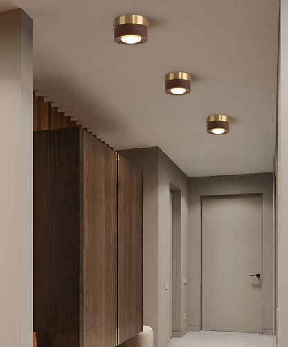 Noyralis | Cilindrische LED-plafondlamp van notenhout
