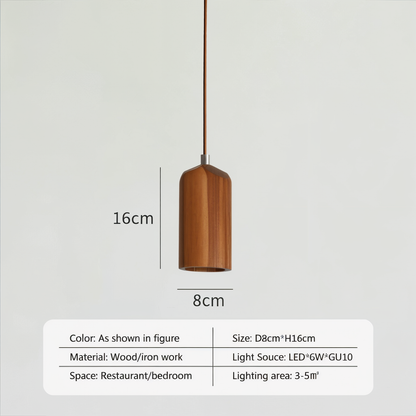 TimberGlow | Cilindrische hanglamp van essen- of acaciahout