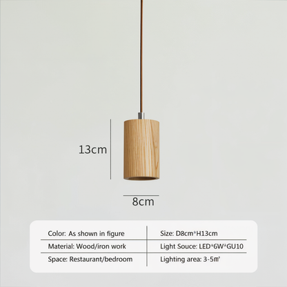 TimberGlow | Cilindrische hanglamp van essen- of acaciahout