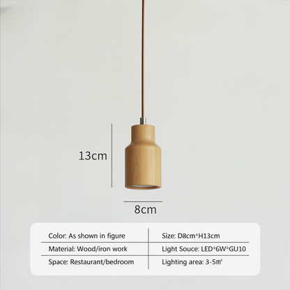 TimberGlow | Cilindrische hanglamp van essen- of acaciahout