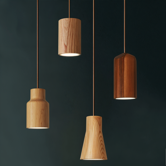 TimberGlow | Cilindrische hanglamp van essen- of acaciahout