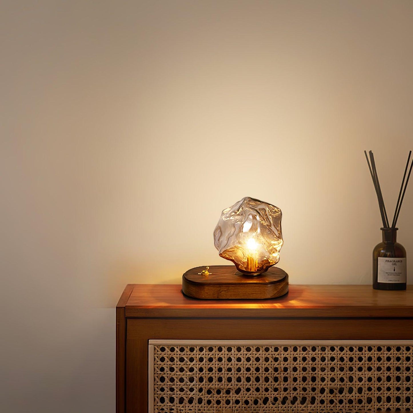 GlacierStone – Lampe de Table en Verre Imitation Pierre de Glace