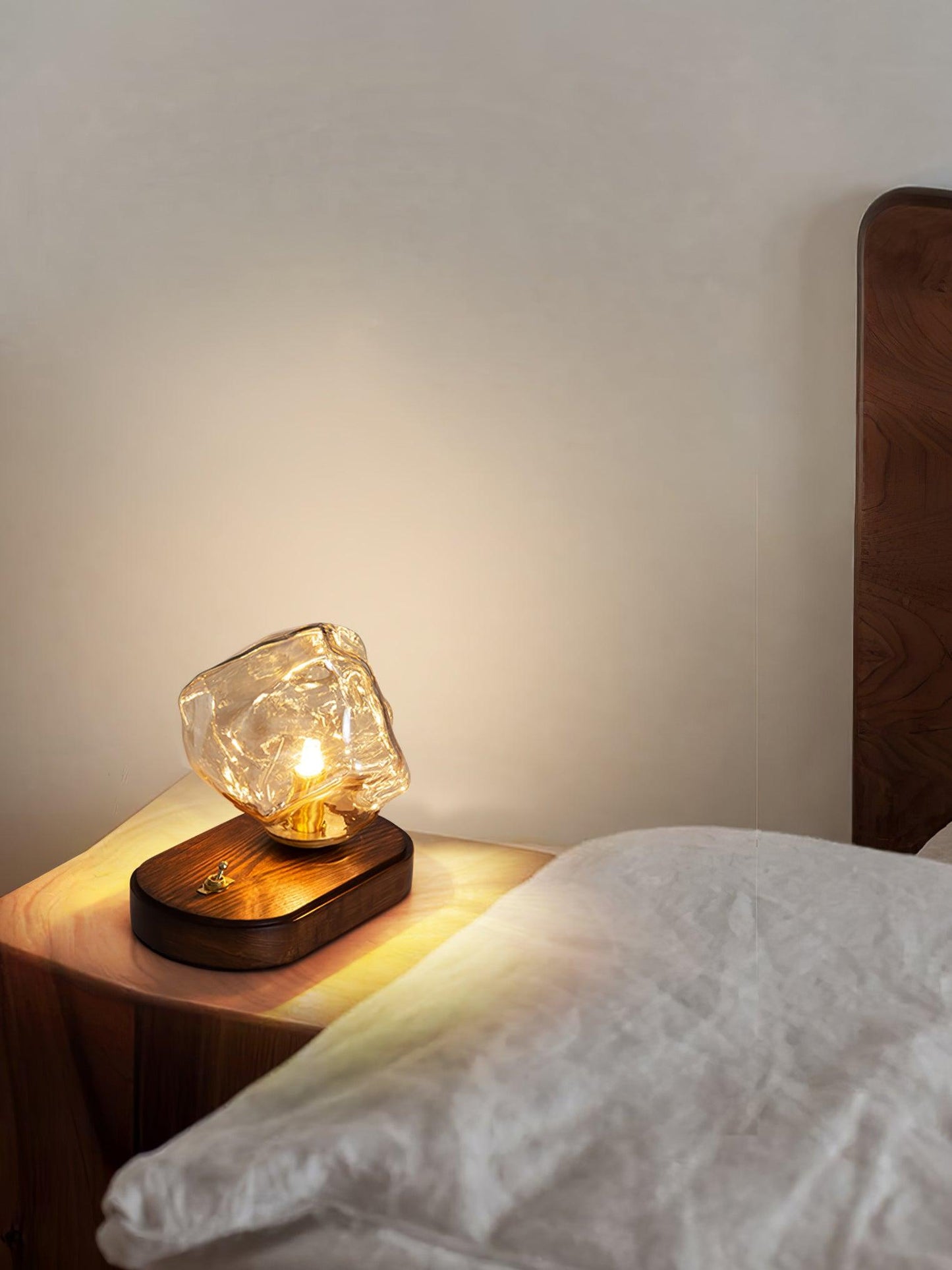 GlacierStone – Lampe de Table en Verre Imitation Pierre de Glace