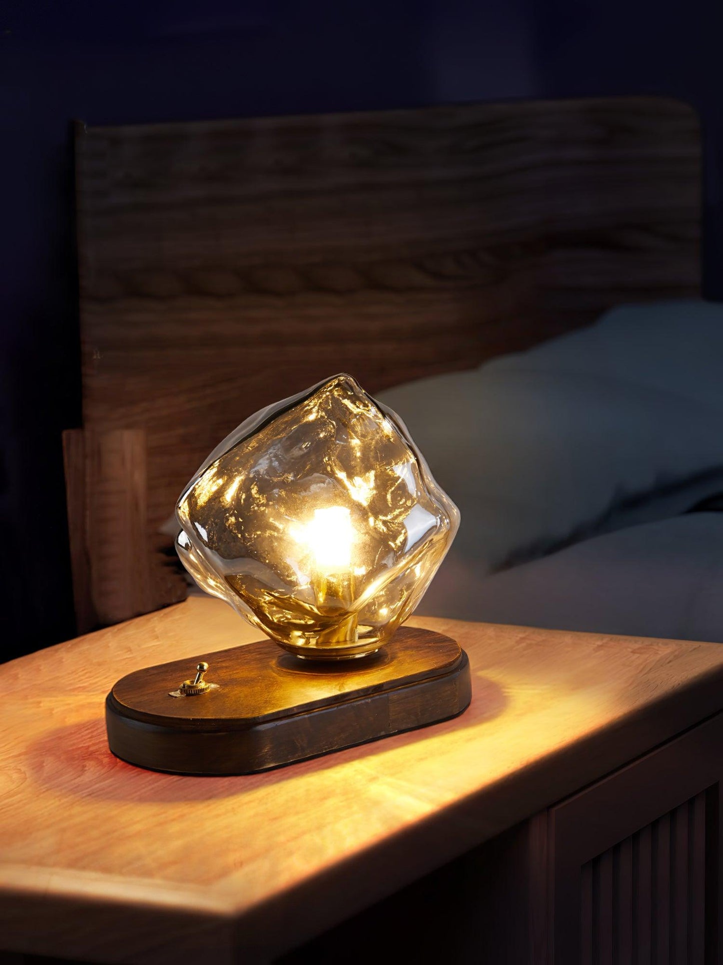GlacierStone – Lampe de Table en Verre Imitation Pierre de Glace