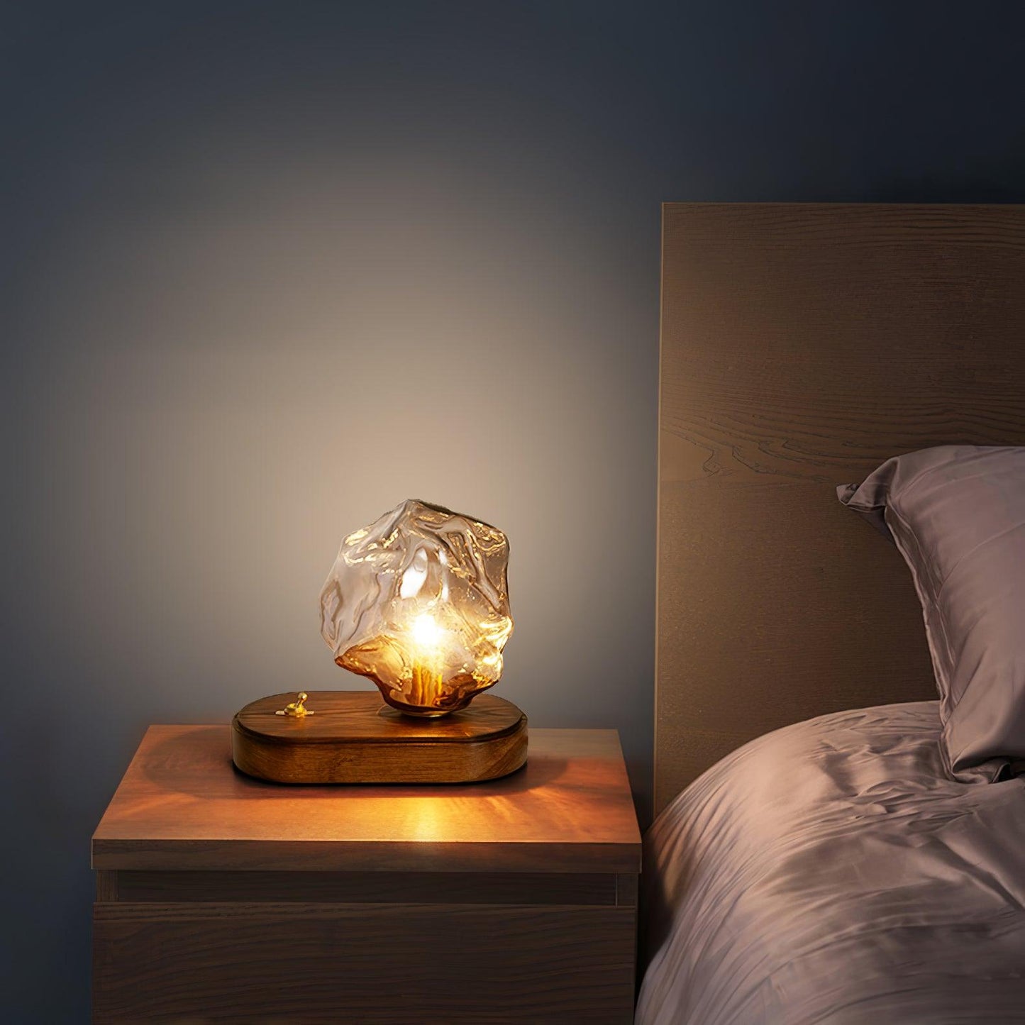 GlacierStone – Lampe de Table en Verre Imitation Pierre de Glace