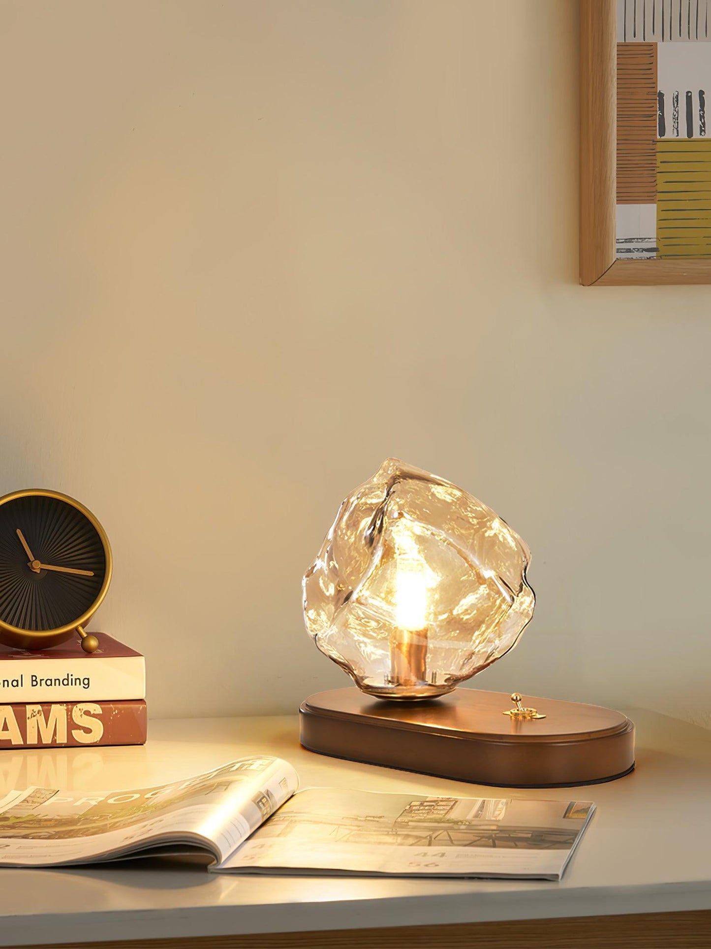 GlacierStone – Lampe de Table en Verre Imitation Pierre de Glace