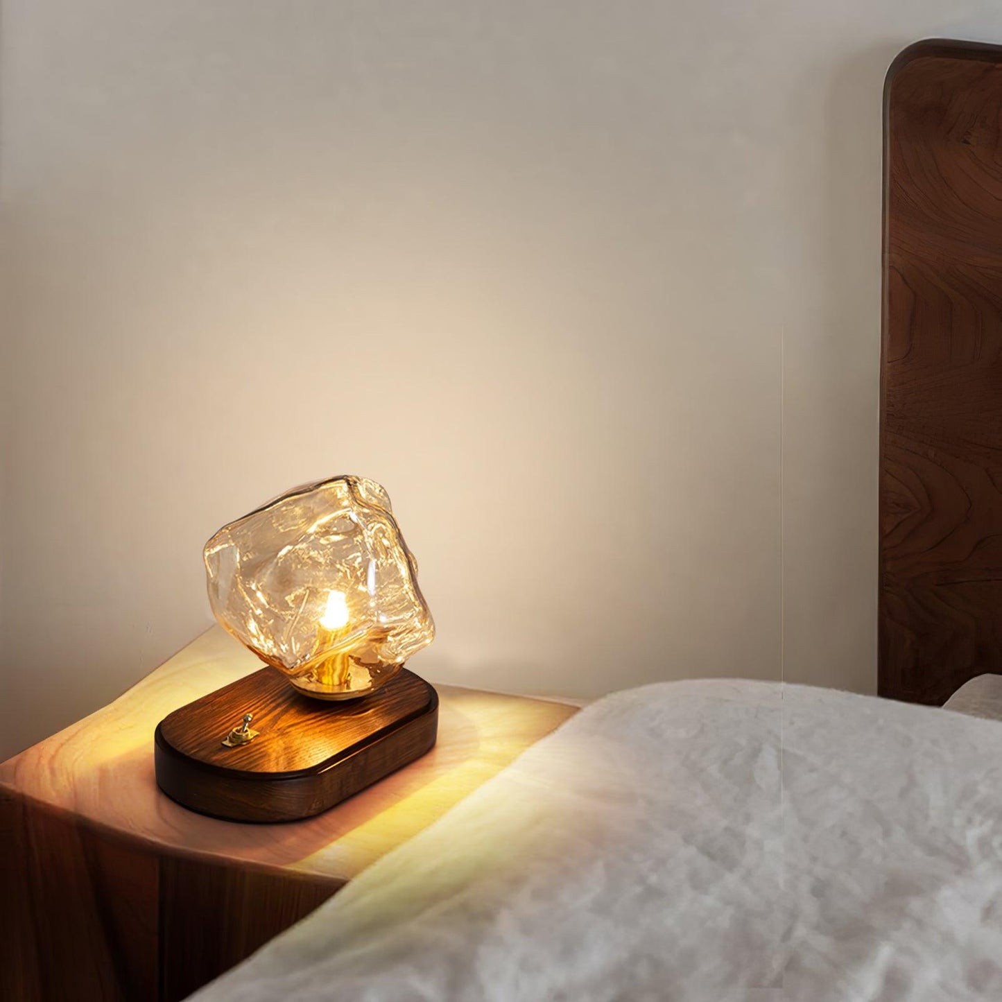 GlacierStone – Lampe de Table en Verre Imitation Pierre de Glace