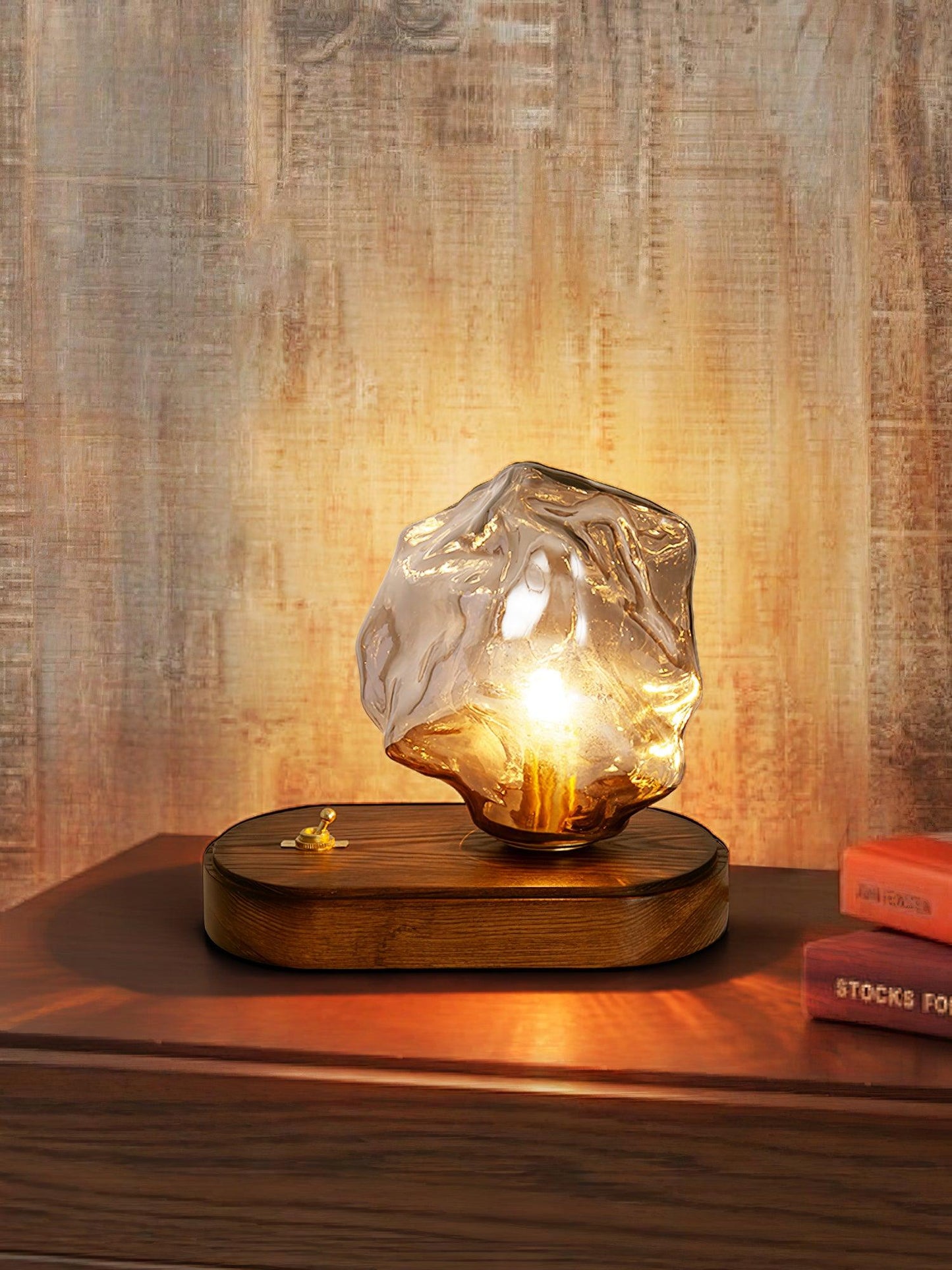 GlacierStone – Lampe de Table en Verre Imitation Pierre de Glace