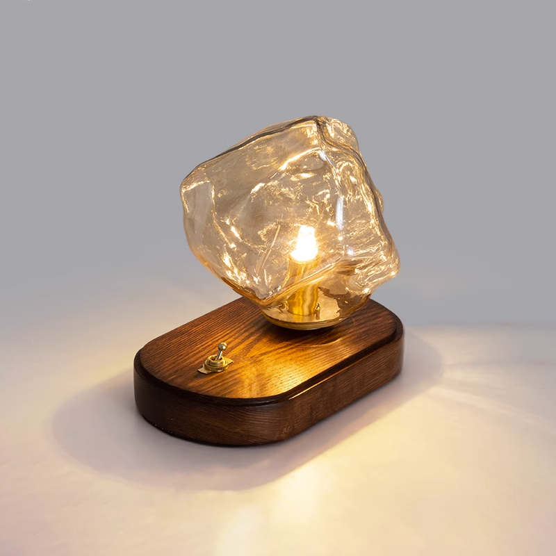 GlacierStone – Lampe de Table en Verre Imitation Pierre de Glace