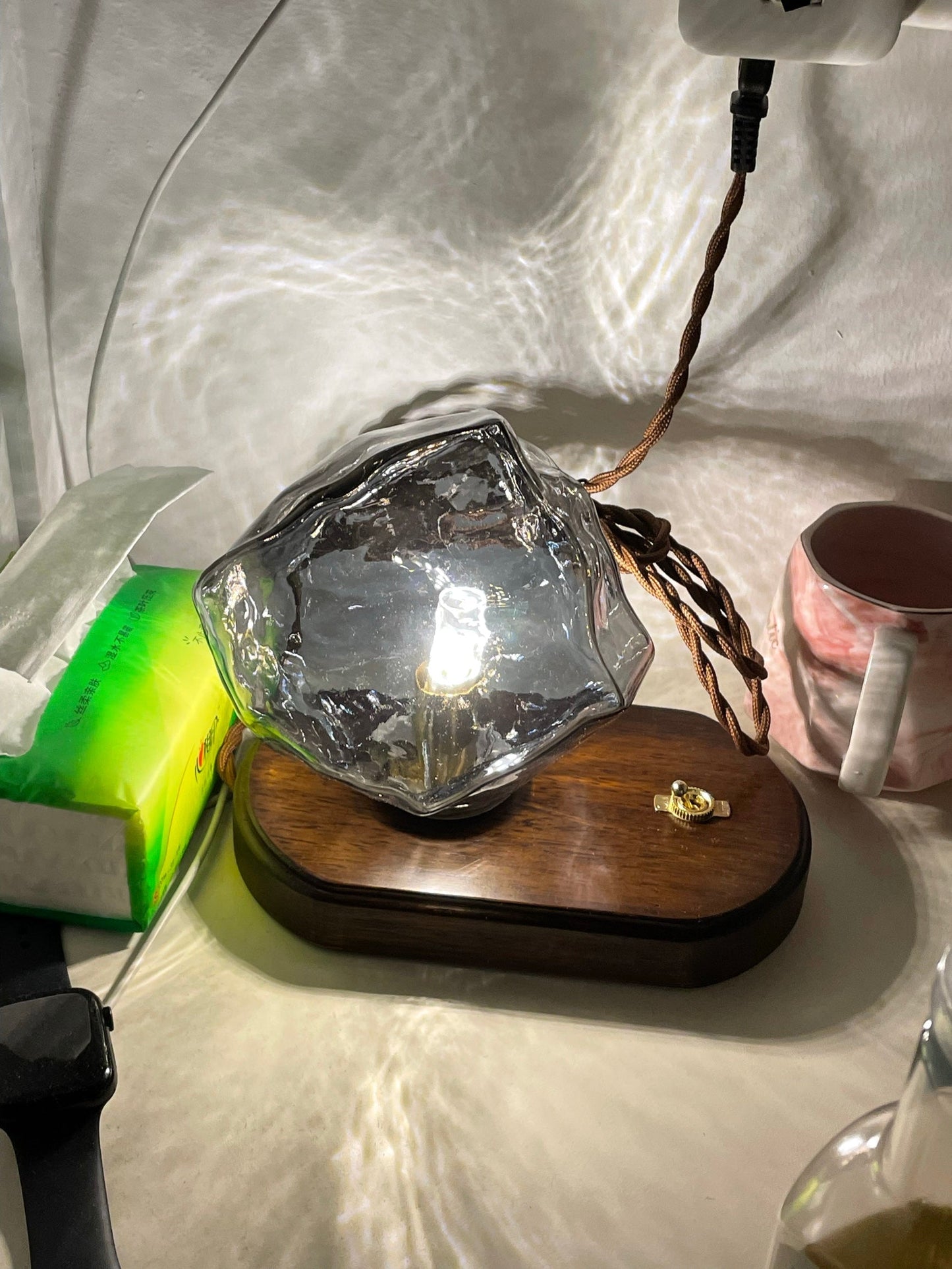 GlacierStone – Lampe de Table en Verre Imitation Pierre de Glace