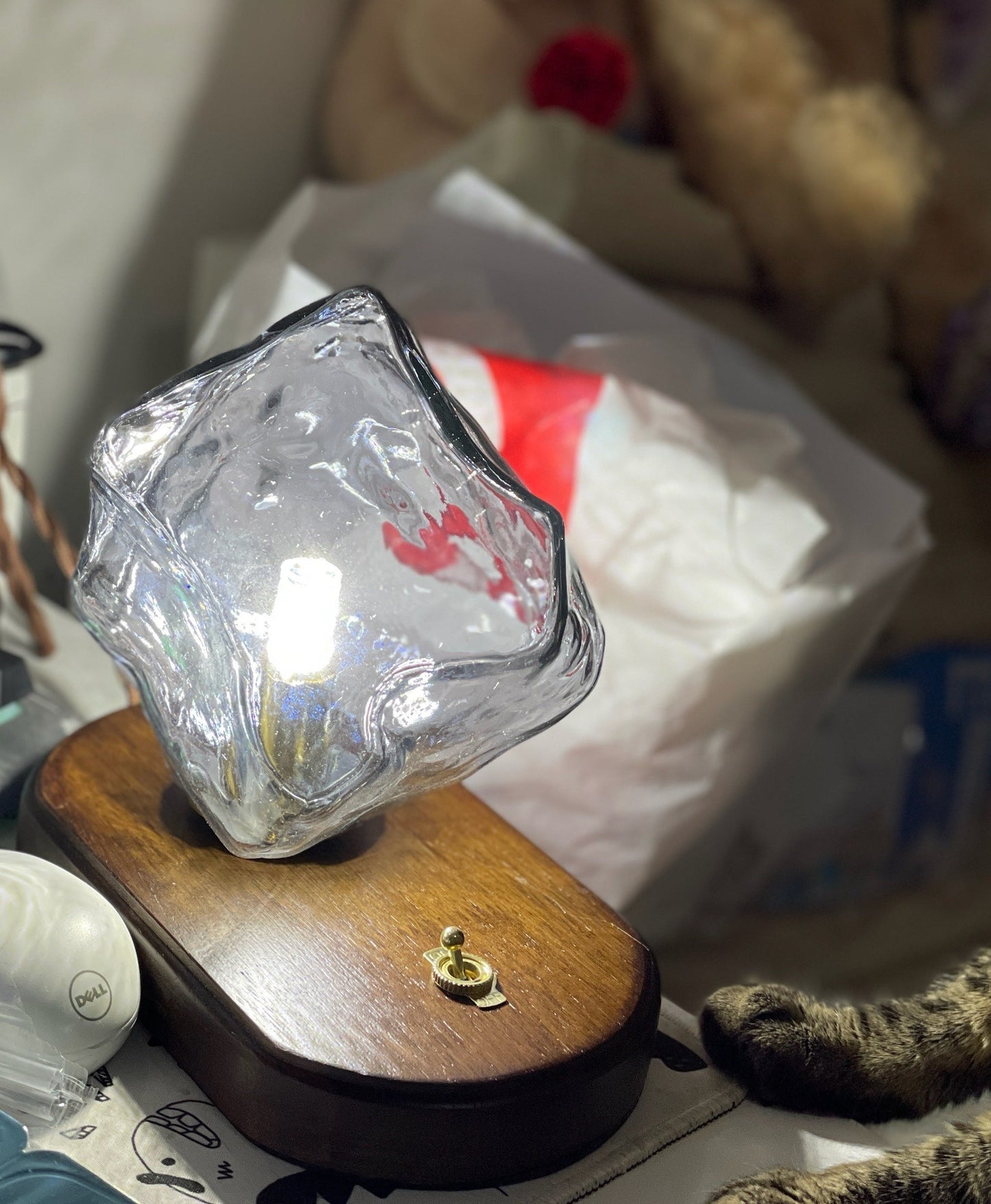 GlacierStone – Lampe de Table en Verre Imitation Pierre de Glace