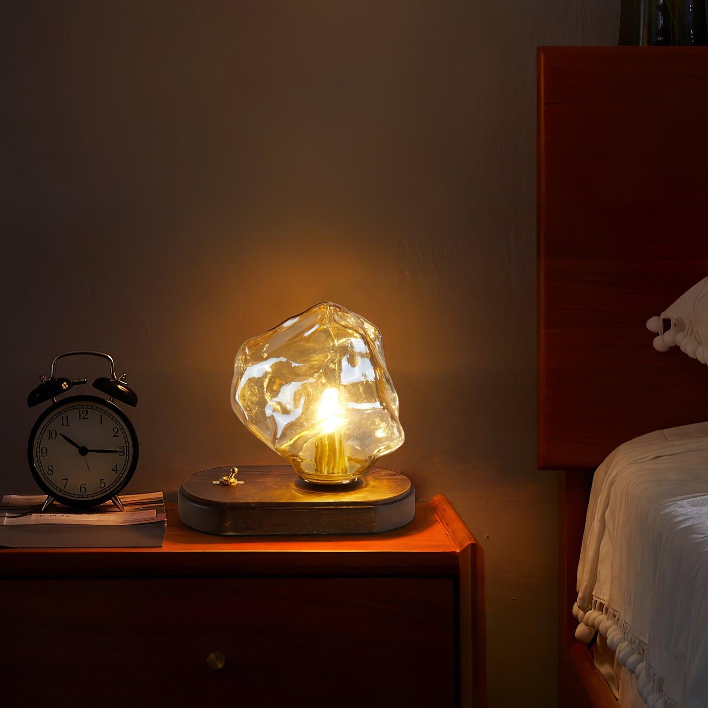 GlacierStone – Lampe de Table en Verre Imitation Pierre de Glace
