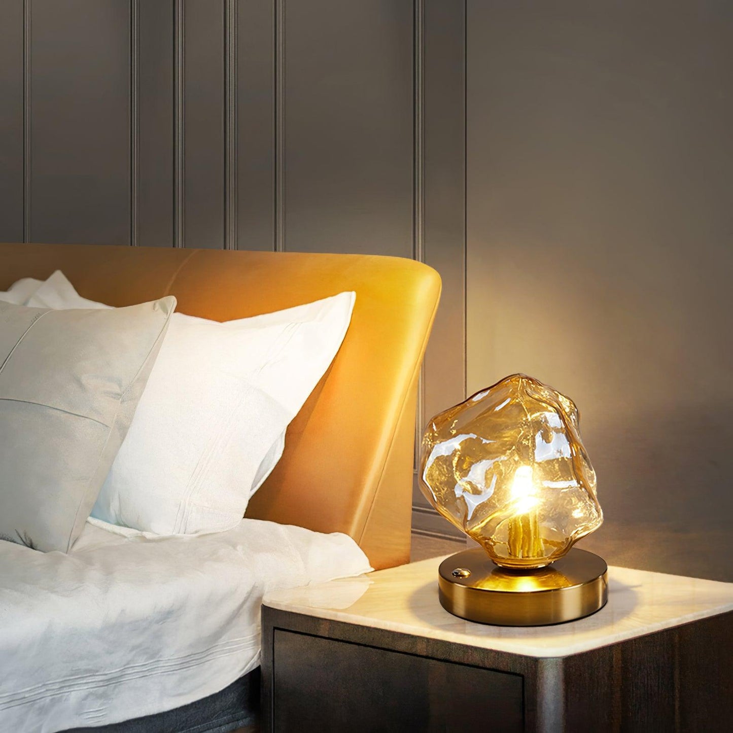 GlacierStone – Lampe de Table en Verre Imitation Pierre de Glace