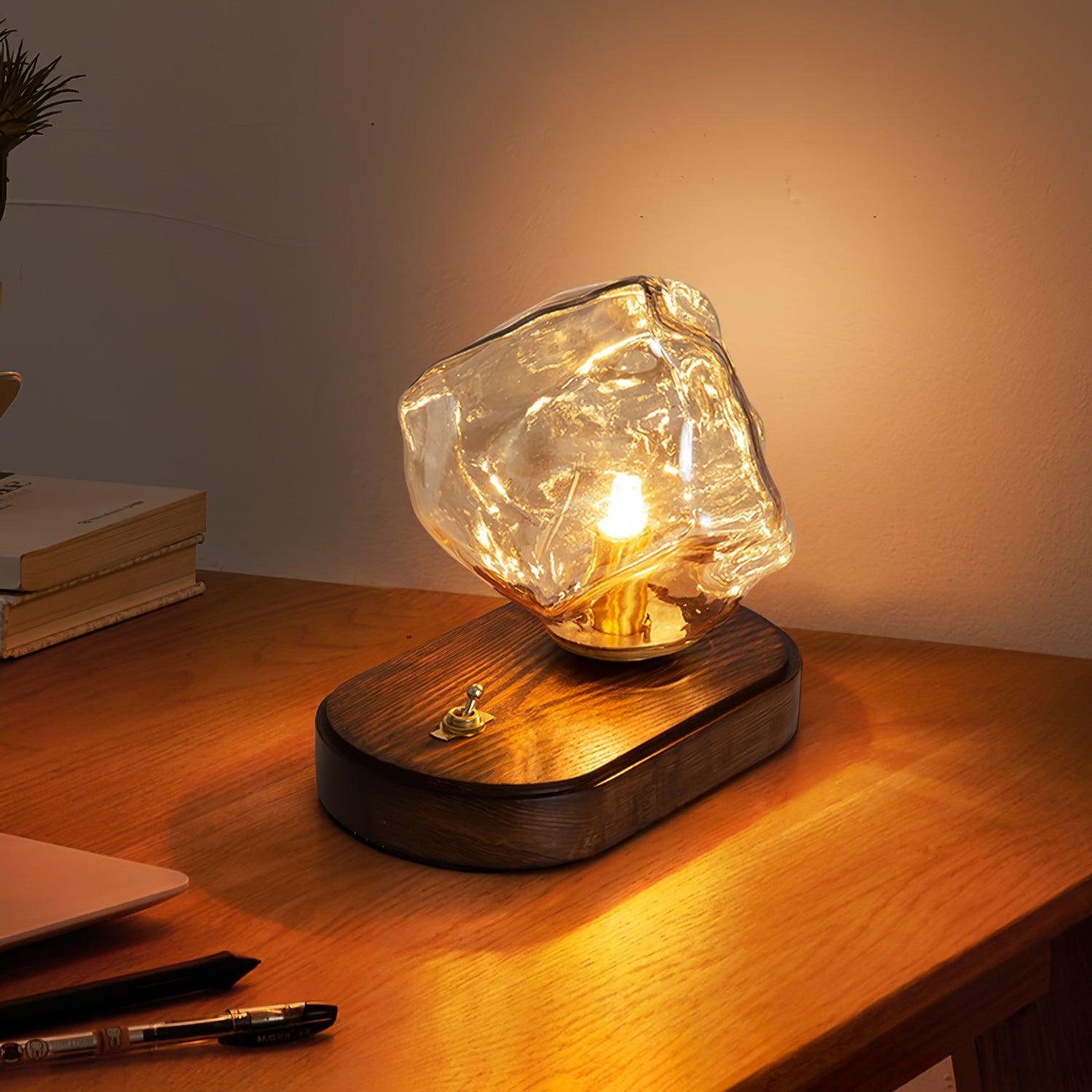 GlacierStone – Lampe de Table en Verre Imitation Pierre de Glace
