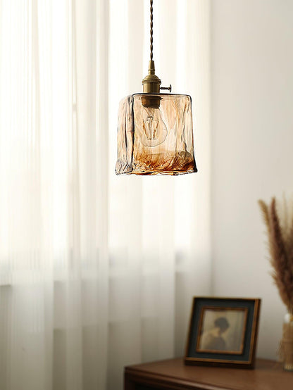 AmberHaven – Suspension Vintage en Verre Brun
