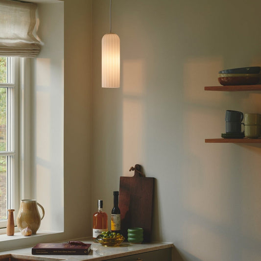 Lustrae | Hanglamp met 3 lichtpunten in geribbeld glas