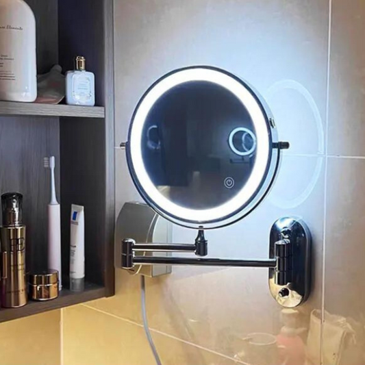 NoirVision – Oplaadbare Zwarte LED Vergrotende Spiegel voor Make-up en Badkamer