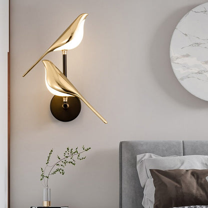 Design wandlamp gouden vogel | Mrbird