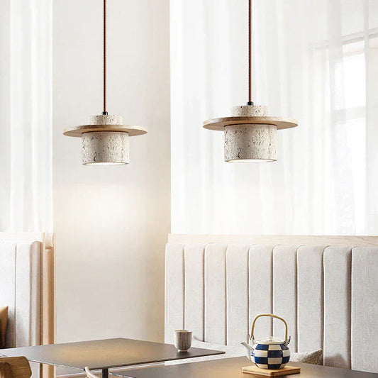 AETHERGLOW STEEN – Hanglamp en natuurlijk travertijn