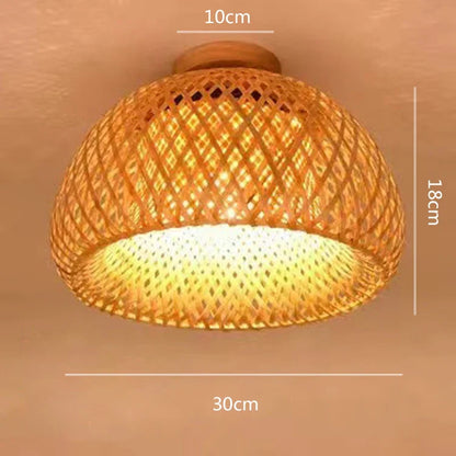 Bambelune | Plafondlamp Natuurlijk van Bamboe en Met de Hand Gevlochten Wilg