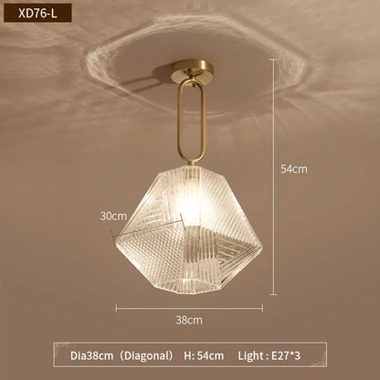 Lumivelle | Elegante hanglamp van glas en verguld koper