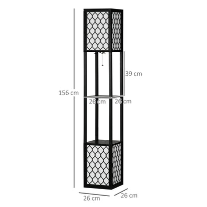 LumièreColonne – Lampe de Sol avec Étagères et Abat-Jours Creux