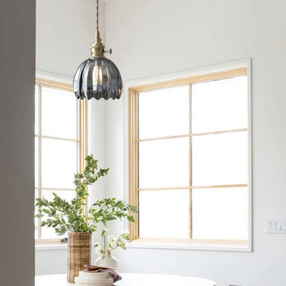 FloraEdo – Japanse Retro Hanglamp in Glas met Bloemen