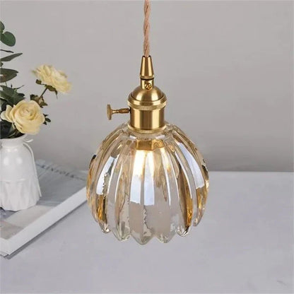 FloraEdo – Japanse Retro Hanglamp in Glas met Bloemen