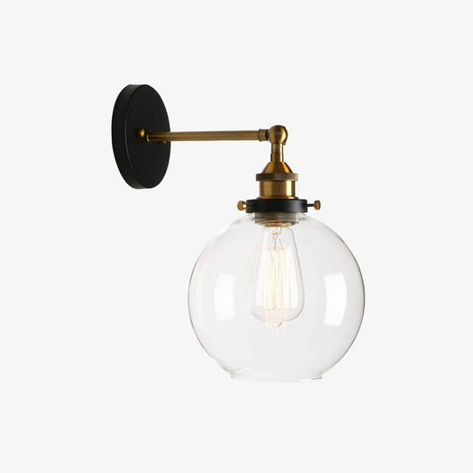 GoldenVintage – Wandlamp design met glazen bol en vintage gouden metaal