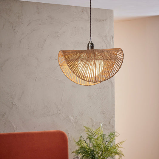 Soleya | Plafonnière Abat-jour van Rotan en Glas met Gouden Afwerking