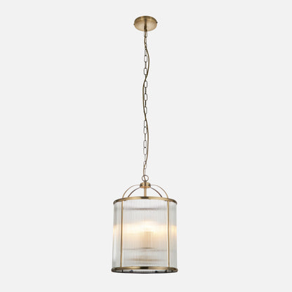 Ribelle | Hanglamp van gestreept glas en antiek messing