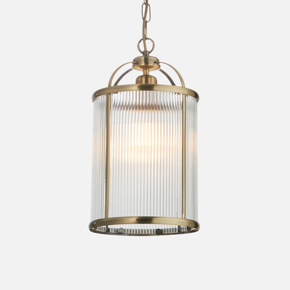 Ribelle | Hanglamp van gestreept glas en antiek messing