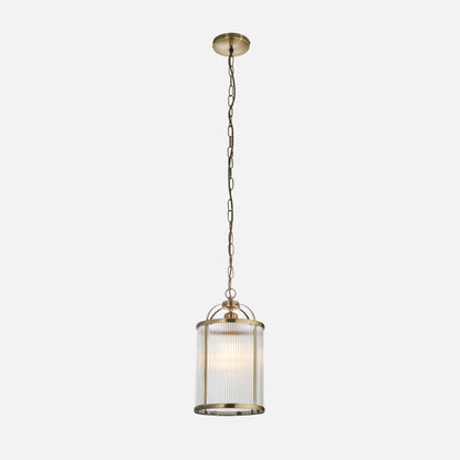 Ribelle | Hanglamp van gestreept glas en antiek messing