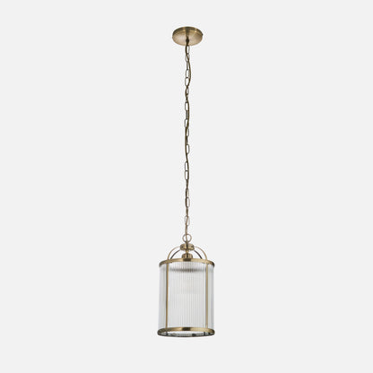 Ribelle | Hanglamp van gestreept glas en antiek messing