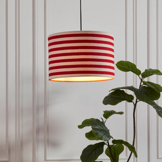 Rivèra | Plafondlamp Lampenkap Gestreept Rood en Wit