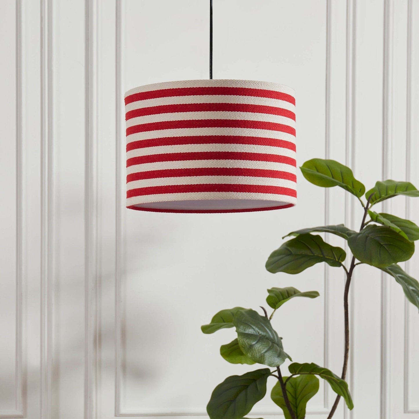 Rivèra | Plafondlamp Lampenkap Gestreept Rood en Wit