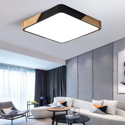 Coloria | Moderne LED-plafondlamp met houten afwerking & afstandsbediening