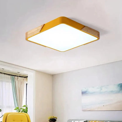 Coloria | Moderne LED-plafondlamp met houten afwerking & afstandsbediening