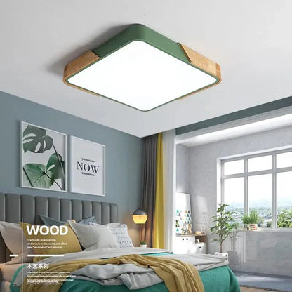 Coloria | Moderne LED-plafondlamp met houten afwerking & afstandsbediening