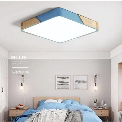 Coloria | Moderne LED-plafondlamp met houten afwerking & afstandsbediening