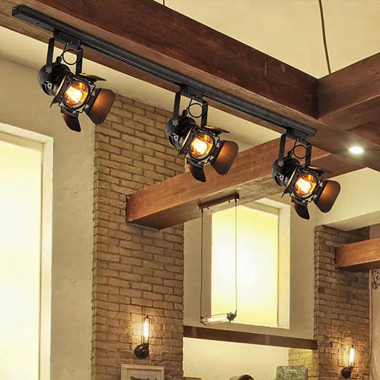 Ferrovia | Industrieel Zwart Plafondlamp – Plafond- of Railsmontage