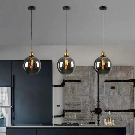 Vitralea | Vintage hanglamp in glas en ijzeren afwerking