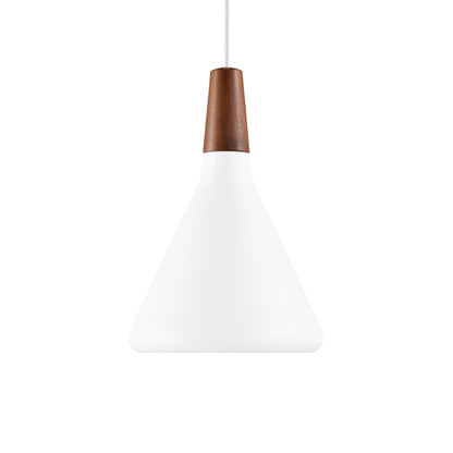 Waldray | Conische metalen hanglamp en geoliede walnoot